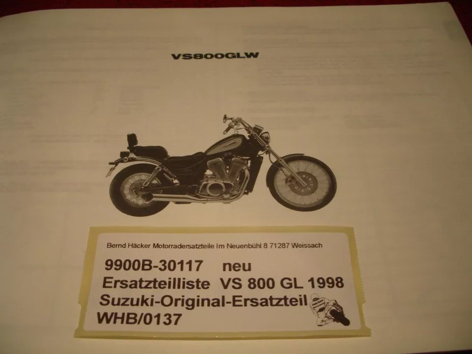 SPARE PARTS LIST _ PARTS CATALOGUE _ SUZUKI _ VS 800 GL _ YEAR OF MANUFACTURE 1998