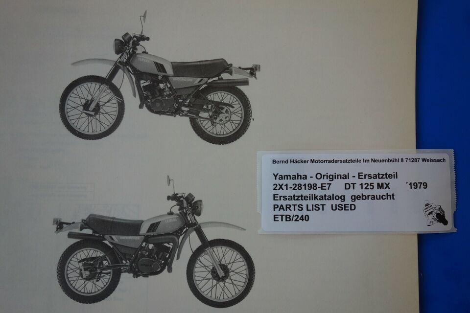 Spare parts catalogue _ Parts list _ PARTSLIST _ Yamaha _ DT 125 MX _ 2X1 _ Year 1979