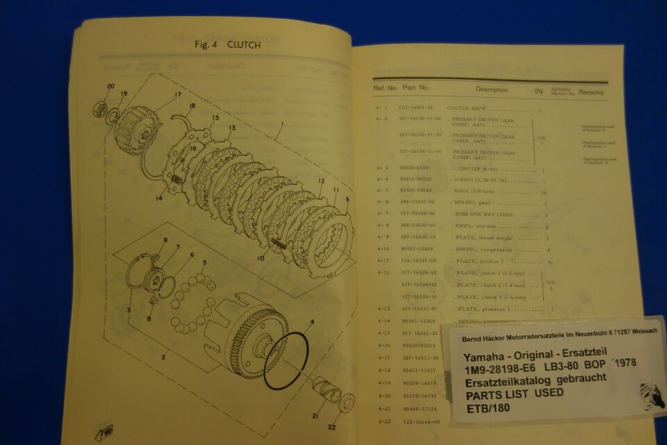 Ersatzteilkatalog _ Teileliste _ PARTSLIST _ Yamaha _ LB3-80 _ Baujahr 1978