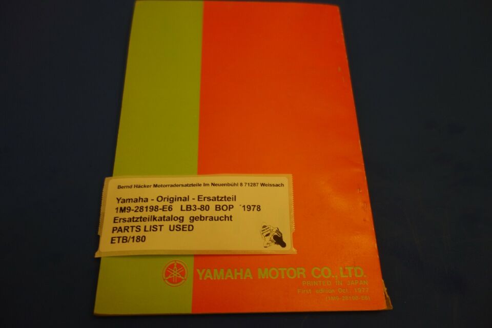 Spare parts catalogue _ Parts list _ PARTSLIST _ Yamaha _ LB3-80 _ Year of manufacture 1978