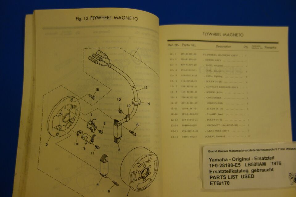 Ersatzteilkatalog _ Teileliste _ PARTSLIST _ Yamaha _ LB50IIAM _ Chappy 1976