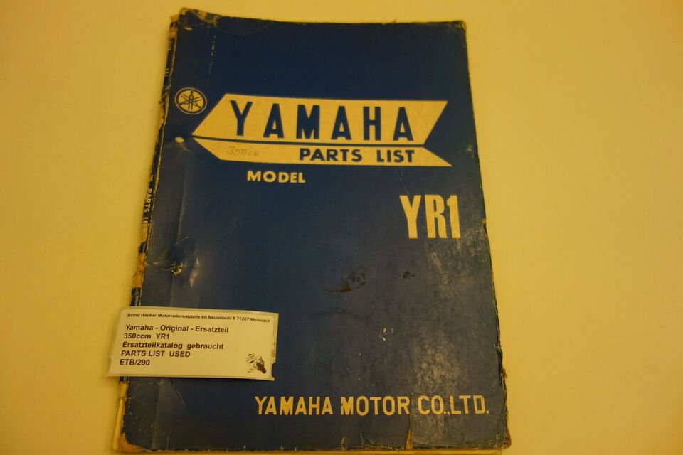 Spare parts catalogue _ Parts list _ PARTSLIST _ Yamaha _ 350ccm YR1 _ 1967