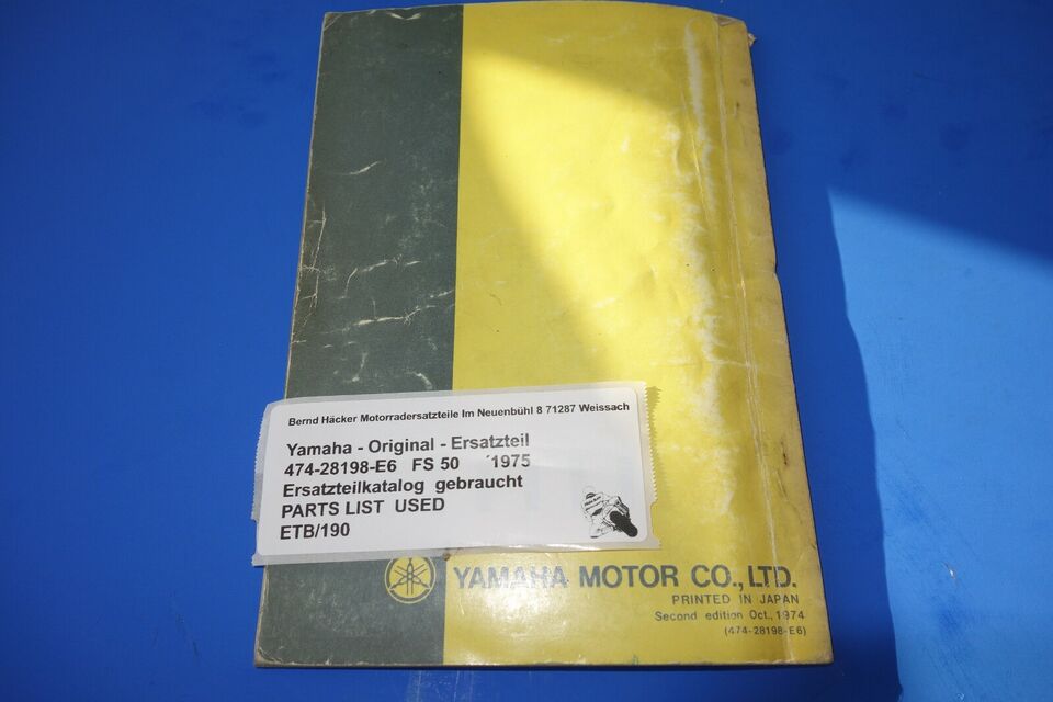 Spare parts catalogue _ Parts list _ PARTSLIST _ Yamaha _ FS 50 _ Type FS1 _ 1975