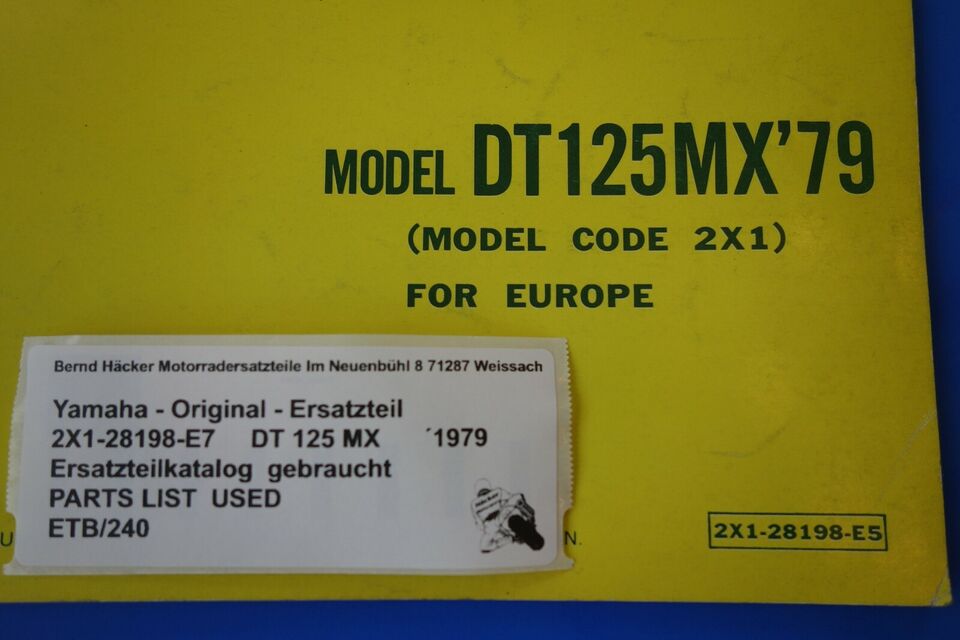 Ersatzteilkatalog _ Teileliste _ PARTSLIST _ Yamaha _ DT 125 MX _ 2X1 _ Bj. 1979