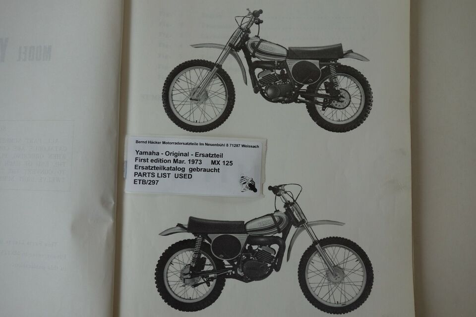 Spare parts catalogue _ Parts list _ PARTSLIST _ Yamaha _ MX 125 _ YZ 125 A _ 1974