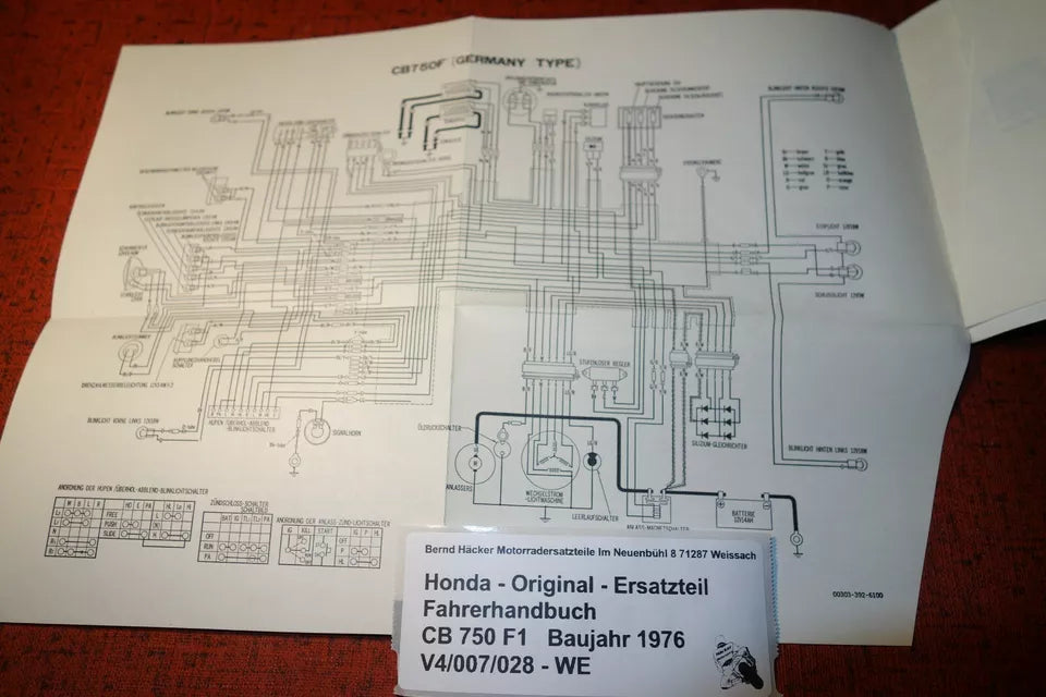 Driver's Manual _ new _ Owners Manual _ CB 750 F1 _ Year of manufacture 1976 _ Original Honda