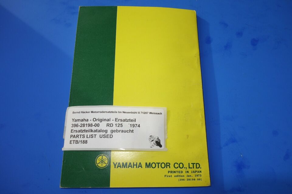 Spare parts catalogue _ Parts list _ PARTSLIST _ Yamaha _ RD 125 _ Year of manufacture 1974