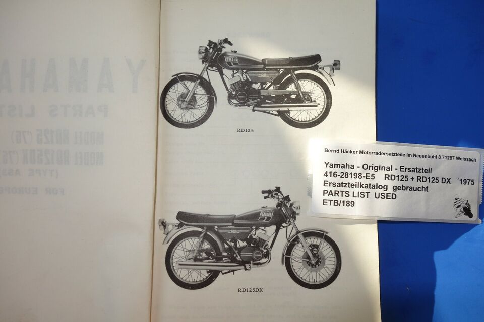 Spare parts catalogue _ Parts list _ PARTSLIST _ Yamaha _ RD 125 _ RD 125 DX _ 1975