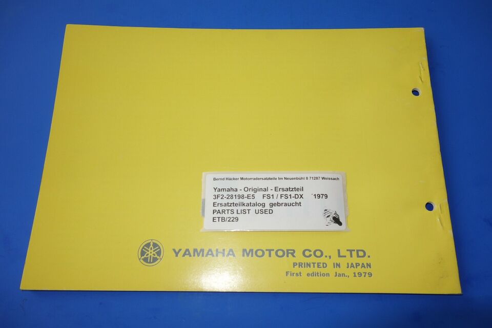 Spare parts catalogue _ Parts list _ PARTSLIST _ Yamaha _ FS1 / FS1-DX _ Year 1979