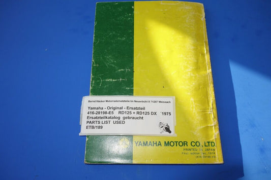 Spare parts catalogue _ Parts list _ PARTSLIST _ Yamaha _ RD 125 _ RD 125 DX _ 1975