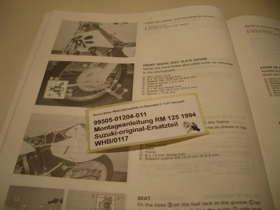 Montageanleitung _ SET-UP MANUAL _ original _ SUZUKI_ RM 125_ Baujahr 1994