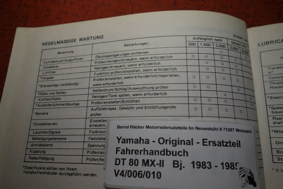 Fahrerhandbuch _ Owners Manual _ DT 80 MX S - II _ Baujahr 1983 - 1985