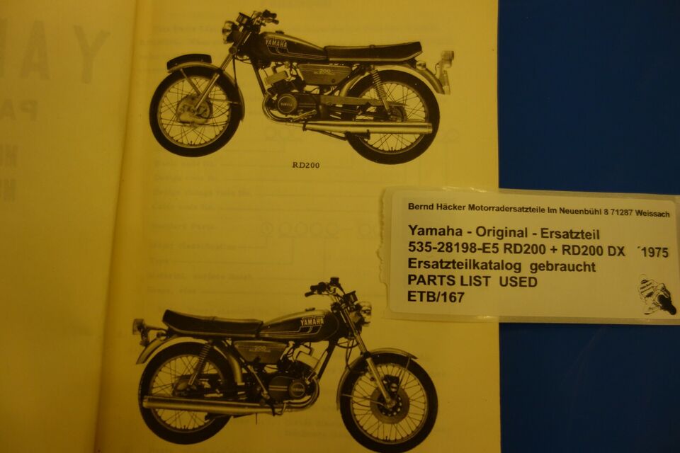 Spare parts catalogue _ Parts list _ PARTSLIST _ Yamaha _ RD 200 + RD 200 DX _ 1975