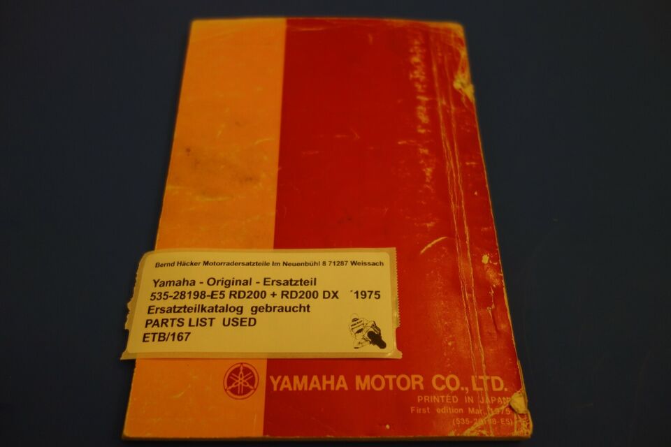 Spare parts catalogue _ Parts list _ PARTSLIST _ Yamaha _ RD 200 + RD 200 DX _ 1975