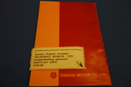 Spare parts catalogue _ Parts list _ PARTSLIST _ Yamaha _ RD 200 DX _ Year of manufacture 1976