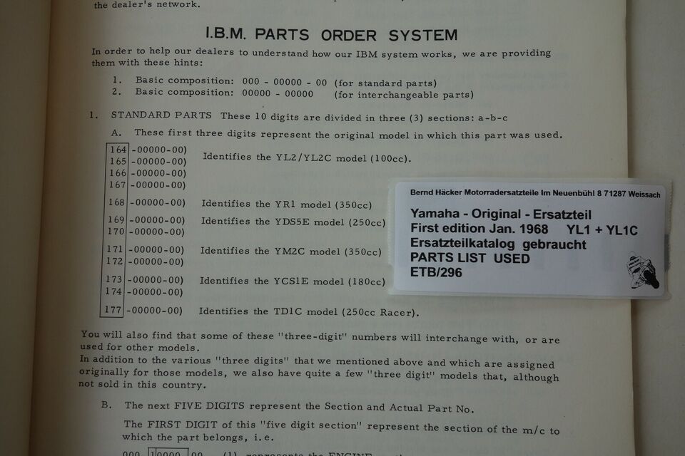 Ersatzteilkatalog _ Teileliste _ PARTSLIST _ Yamaha _ 100ccm_ YL1 _ YL1 _ 1968