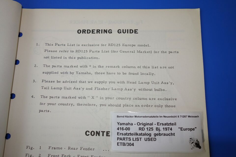 Ersatzteilkatalog _ Teileliste _ PARTSLIST _ Yamaha _ RD 125 _ Europe _1974