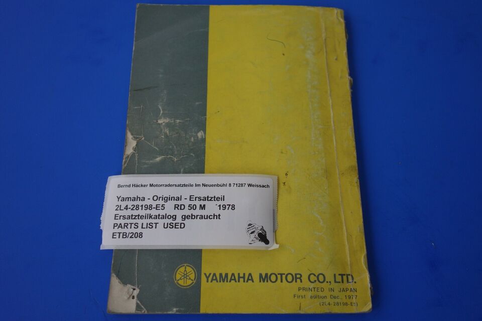 Spare parts catalogue _ Parts list _ PARTSLIST _ Yamaha _ RD 50 M _ 2L4 + 2L7 + 2L8