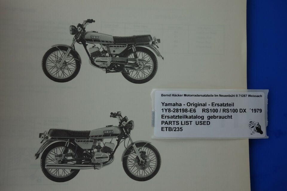 Spare parts catalogue _ Parts list _ PARTSLIST _ Yamaha _ RS 100 / RS 100 DX _ 1979