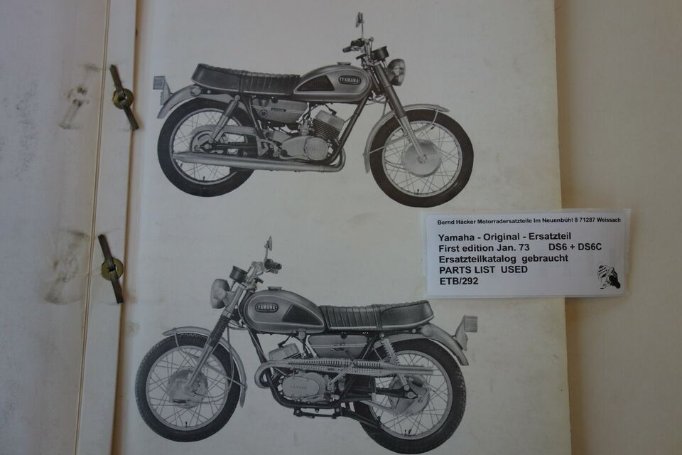 Spare parts catalogue _ Parts list _ PARTSLIST _ Yamaha _ 250 YDS5 _ Year of manufacture 1968