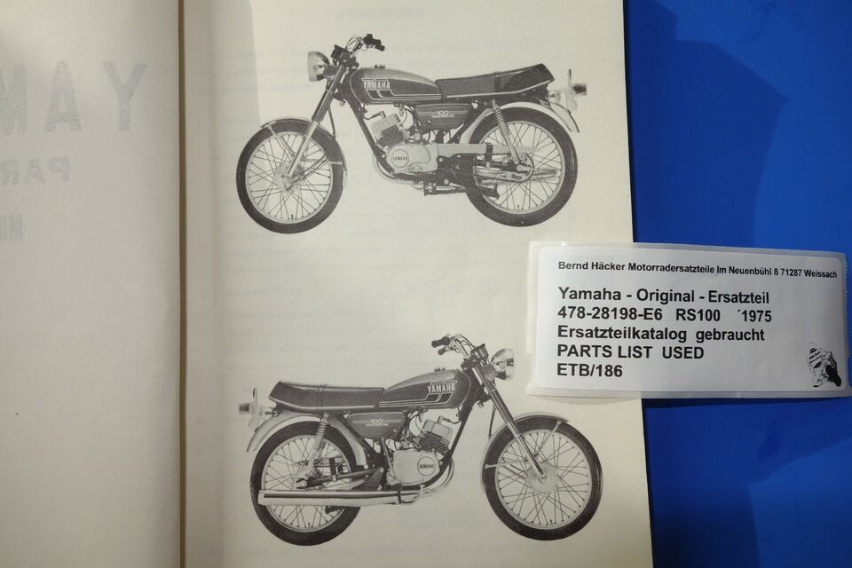 Spare parts catalogue _ Parts list _ PARTSLIST _ Yamaha _ RS 100 _ 478 _ Year 1975