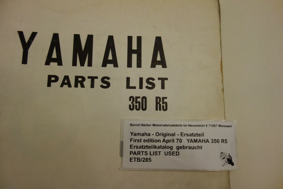 Spare parts catalogue _ Parts list _ PARTSLIST _ Yamaha _ 350 R5 _ Year of manufacture 1970