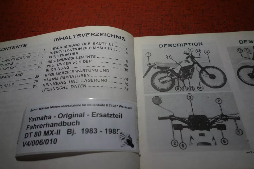 Fahrerhandbuch _ Owners Manual _ DT 80 MX S - II _ Baujahr 1983 - 1985