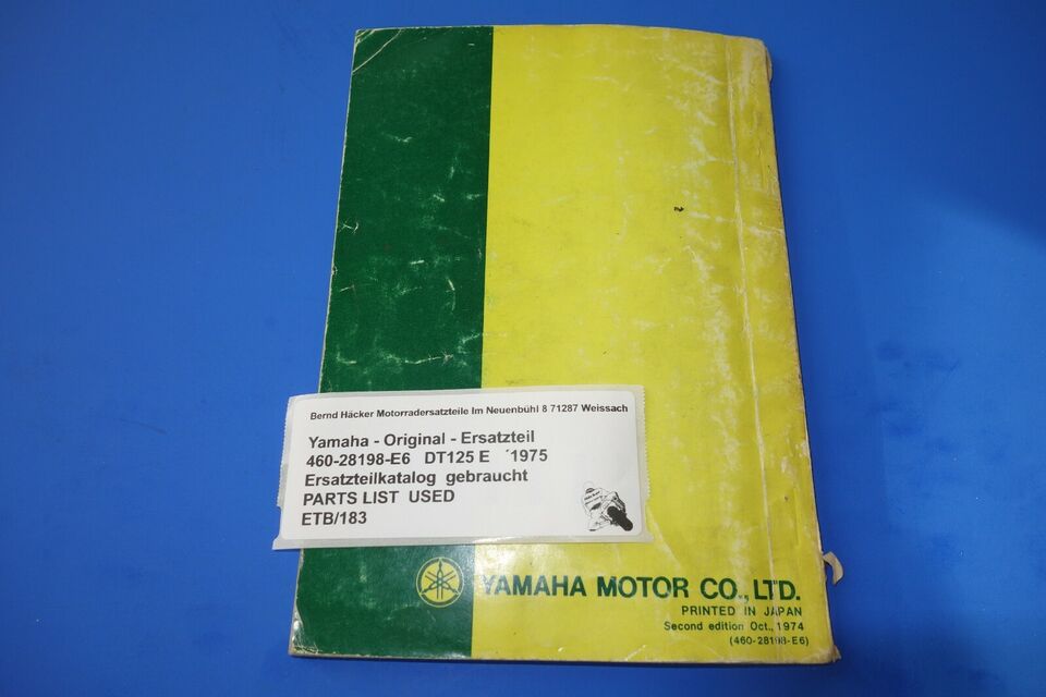 Ersatzteilkatalog _ Teileliste _ PARTSLIST _ Yamaha _ DT 125 E _ Baujahr 1975