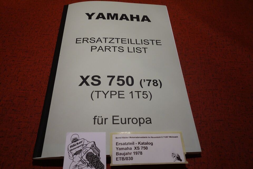 Spare parts catalogue _ Parts list _ PARTSLIST _ XS 750 _ Type 1T5 _ Year of manufacture 1978