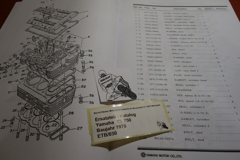 Spare parts catalogue _ Parts list _ PARTSLIST _ XS 750 _ Type 1T5 _ Year of manufacture 1978