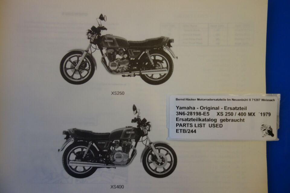 Spare parts catalogue _ Parts list _ PARTSLIST _ Yamaha _ XS 250 / 400 _ Year 1979