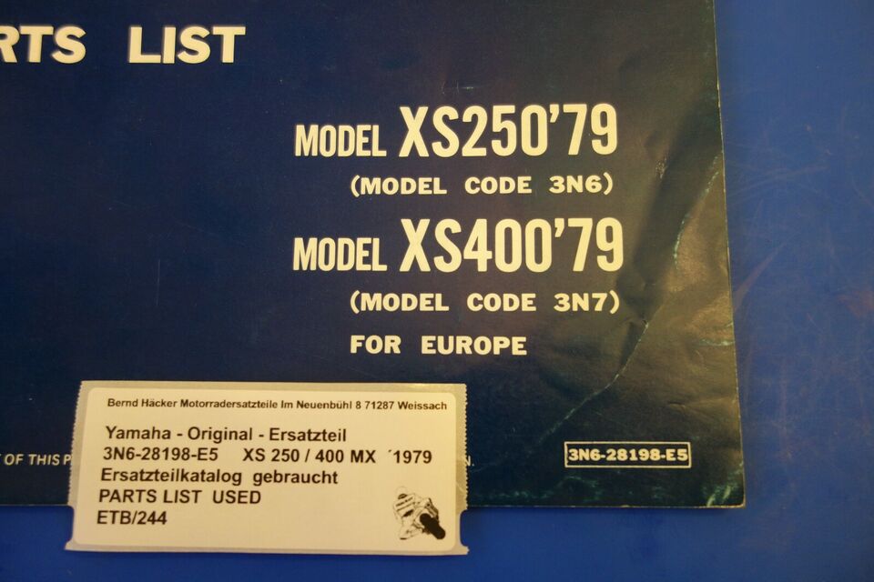 Spare parts catalogue _ Parts list _ PARTSLIST _ Yamaha _ XS 250 / 400 _ Year 1979