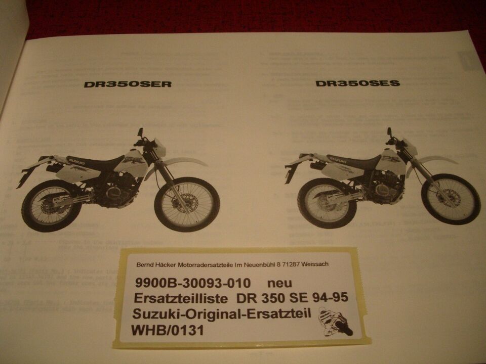 ERSATZTEILLISTE _ PARTS CATALOGUE _ SUZUKI _ DR 350 SE _ BAUJAHR 1994 - 1995