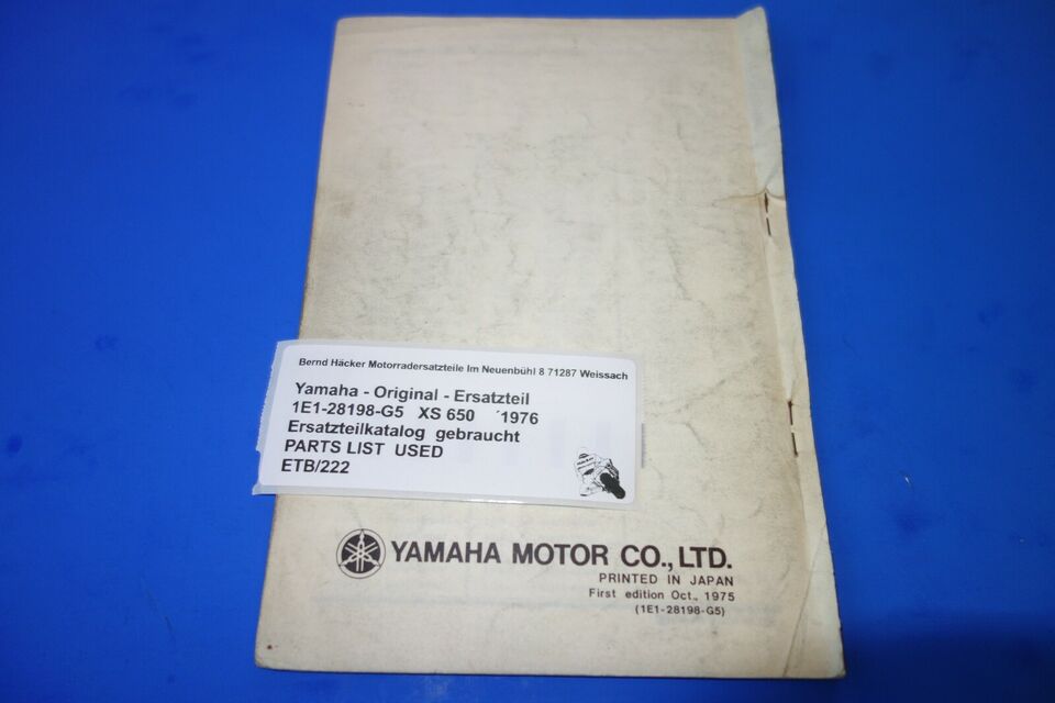 Spare parts catalogue _ Parts list _ PARTSLIST _ Yamaha _ XS 650 _ 447 + 1H1 _ 1978