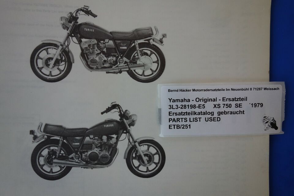 Spare parts catalogue _ Parts list _ PARTSLIST _ Yamaha _ XS 750 SE _ Type 3L3 _1979