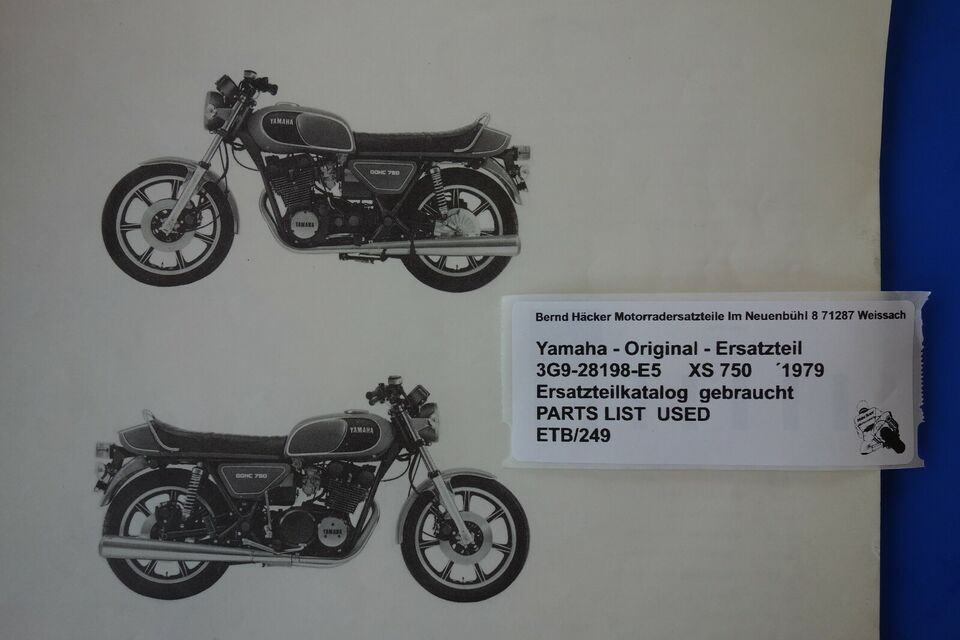 Spare parts catalogue _ Parts list _ PARTSLIST _ Yamaha _ XS 750 _ Type 3G9 _1979