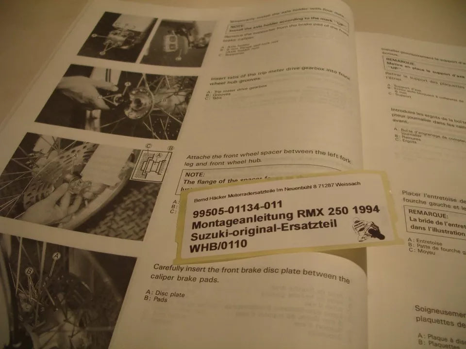 Montageanleitung _ SET-UP MANUAL _ original _ SUZUKI_ RMX 250_ Baujahr 1994
