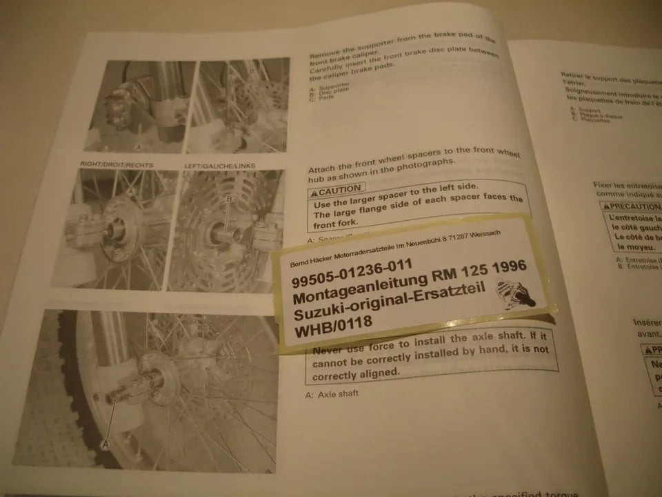 Montageanleitung _ SET-UP MANUAL _ original _ SUZUKI_ RM 125_ Baujahr 1996