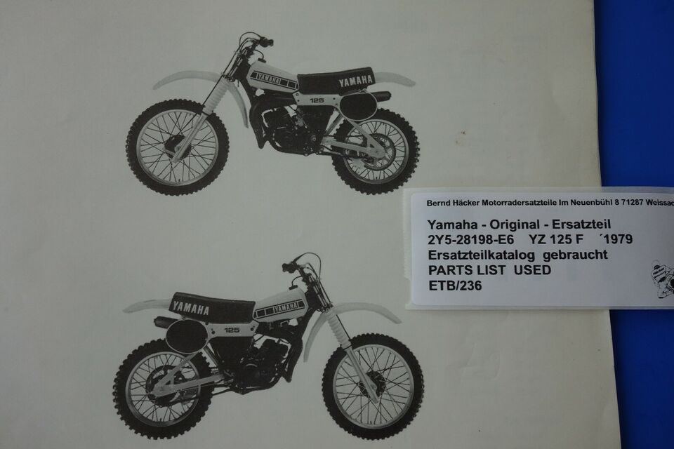 Spare parts catalogue _ Parts list _ PARTSLIST _ Yamaha _ YZ 125 F _ Type 2Y5 _ 1979