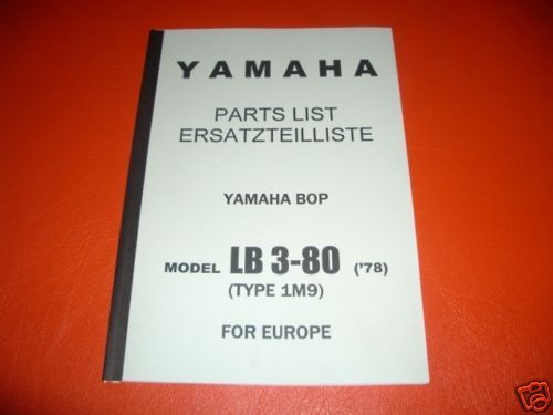 Spare parts catalogue _ Parts list _ PARTSLIST _ LB3-80 _ Yamaha Bop _ Year of manufacture 1978