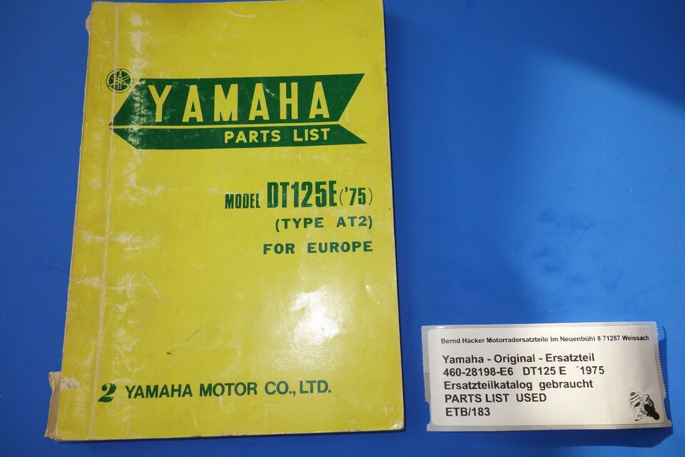 Spare parts catalogue _ Parts list _ PARTSLIST _ Yamaha _ DT 125 E _ Year of manufacture 1975