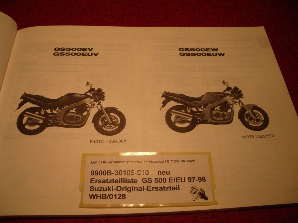 SPARE PARTS LIST _ PARTS CATALOGUE _ SUZUKI _ GS 500 E / EU _ YEAR OF MODEL 1997 - 1998