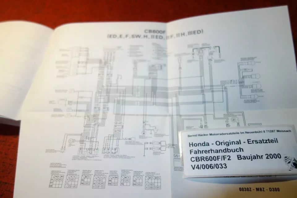 Fahrerhandbuch _ Owners Manual _ CBR 600 F / F2 _ PC35 _Baujahr 2000