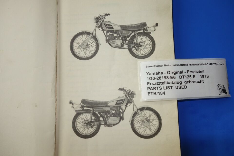 Ersatzteilkatalog _ Teileliste _ PARTSLIST _ Yamaha _ DT 125 E _ Baujahr 1978