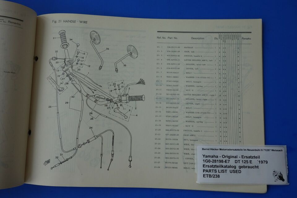 Spare parts catalogue _ Parts list _ PARTSLIST _ Yamaha _ DT 125 E _ 1G0 _ Year 1979