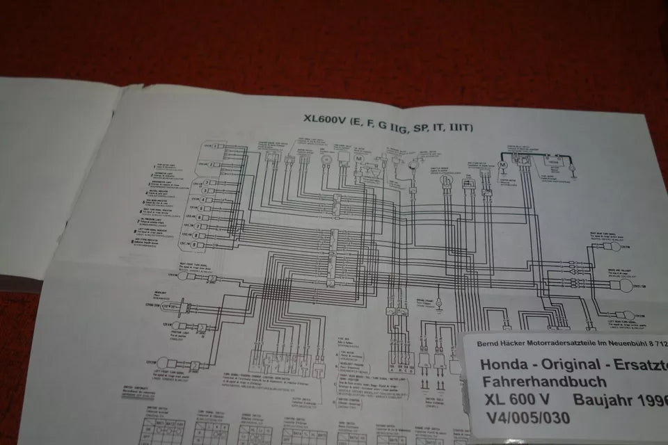 Fahrerhandbuch _ OWNER`S MANUAL _ Manuel du Conducteur _ XL 600 V _Baujahr 1996