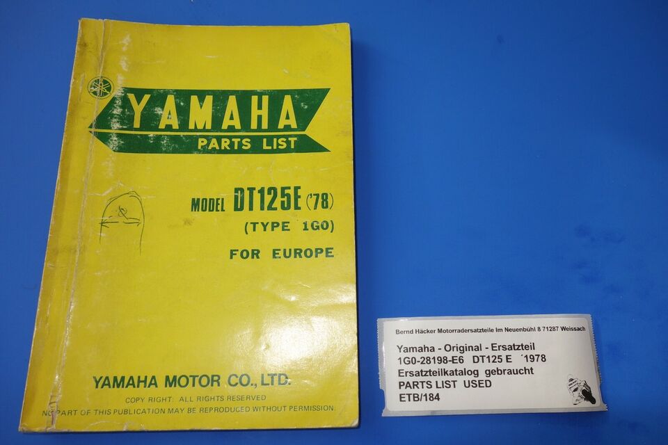 Spare parts catalogue _ Parts list _ PARTSLIST _ Yamaha _ DT 125 E _ Year of manufacture 1978