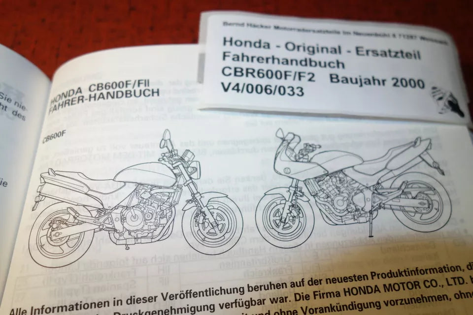 Fahrerhandbuch _ Owners Manual _ CBR 600 F / F2 _ PC35 _Baujahr 2000