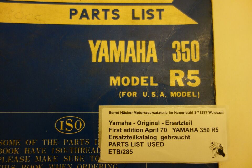 Spare parts catalogue _ Parts list _ PARTSLIST _ Yamaha _ 350 R5 _ Year of manufacture 1970