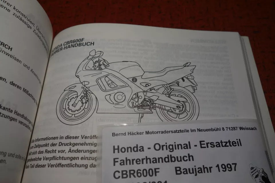 Fahrerhandbuch _ Manuel du Conducteur _ CBR 600 F _Baujahr 1997